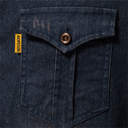 Elastisches Baumwoll-Denim-Herrenhemd