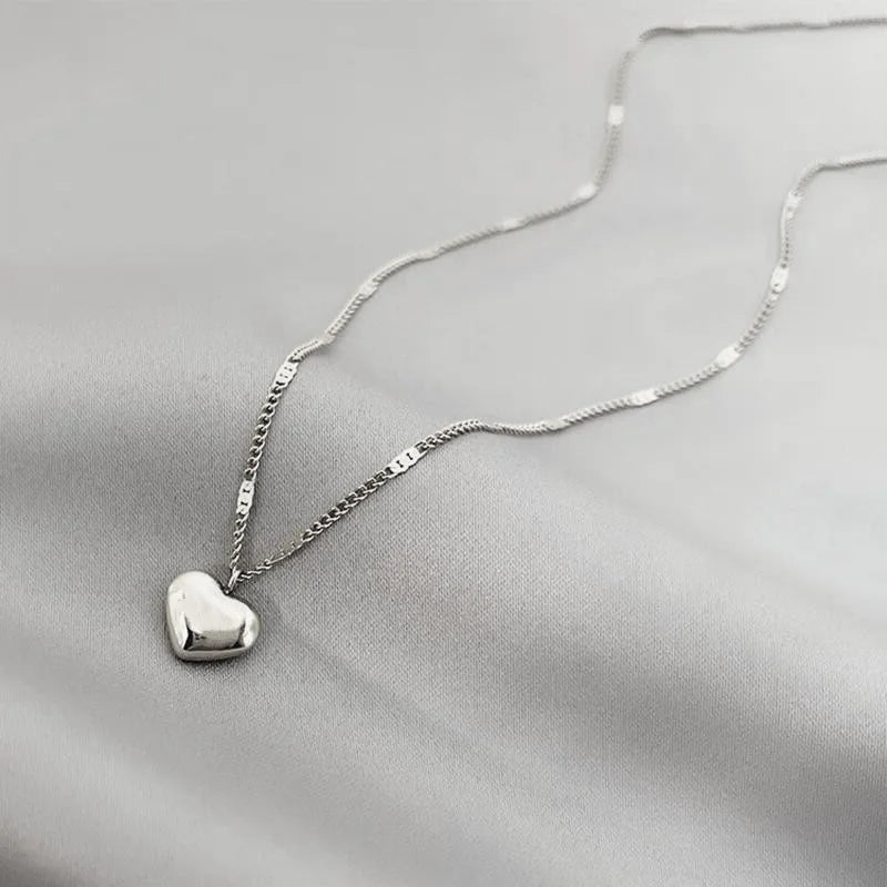 Collier pendentif amour en forme de cœur géométrique pour couples