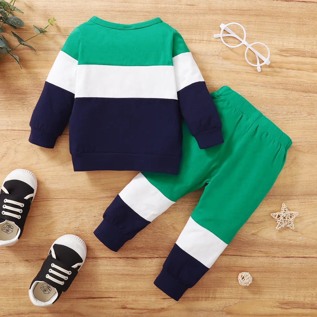 Tenue sportive pour bébé garçon, t-shirt et pantalon à manches longues