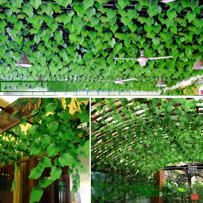 1 guirlande de lierre artificiel vert de 230 cm - Feuilles de vigne en soie suspendues