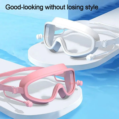 swimming goggles, anti fog goggles, swimming earplugs, anti fog swimming goggles, big goggles, swimming gear, earplugs swimming