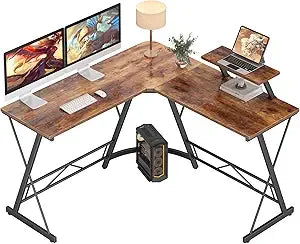 Bureau à domicile en forme de L avec rangement