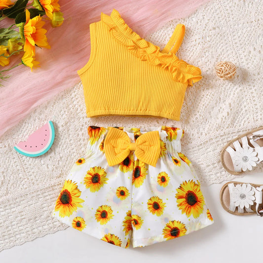 Summer baby girls cute print clothing sets