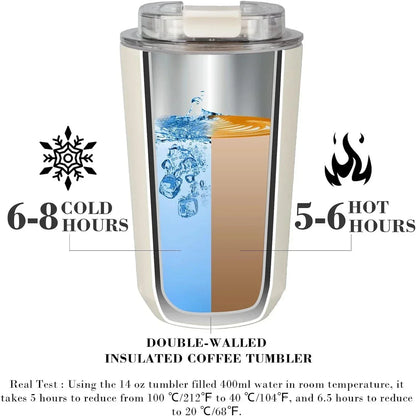 Milky White Insulated Stainless Steel Travel Tumbler Thermos Mug