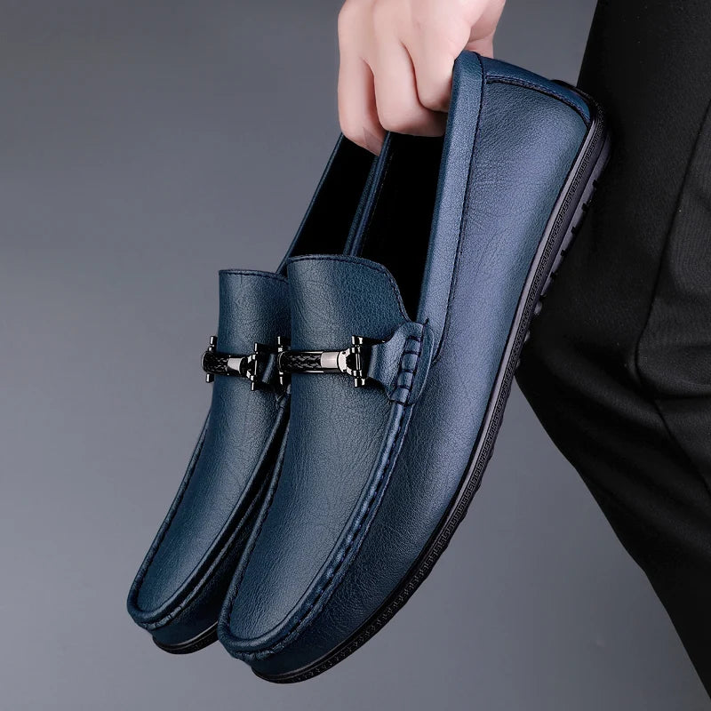 Flacher Herren-Loafer aus echtem Leder