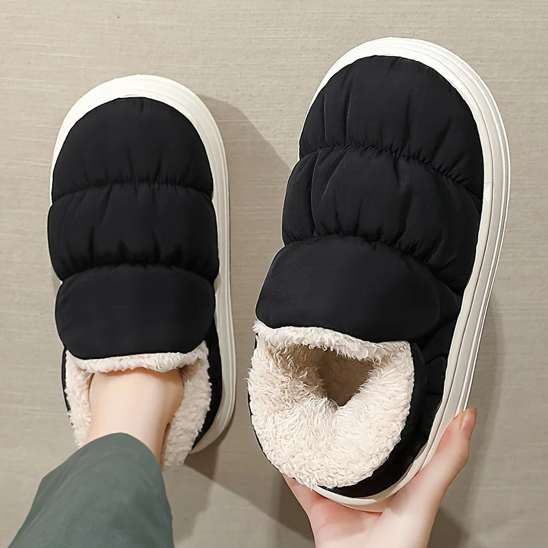 Winter Cotton Soft Thick sole Cover heel Non-slip Fluffy  Warm Cute slippers