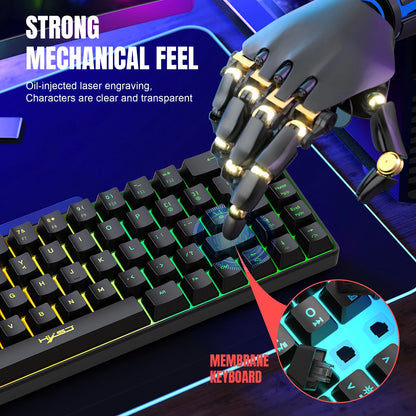 V200 Wired K68 RGB Streamer Mini Gaming Keyboard