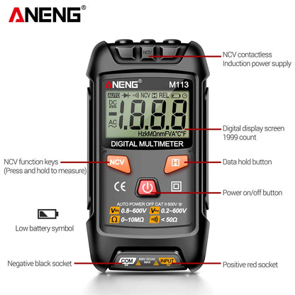 Mini multimètre numérique M113 - Compteur de tension AC/DC