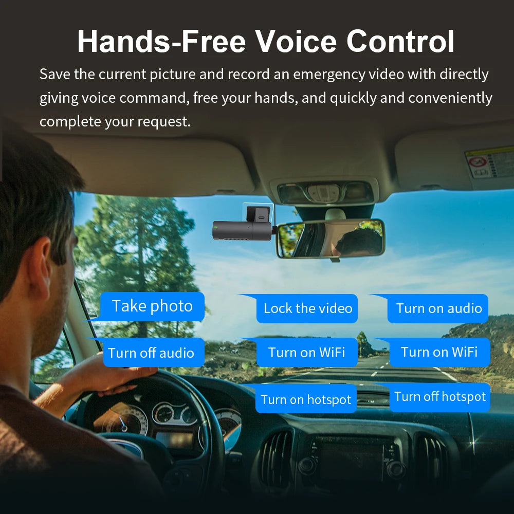 D6 Dash Cam 1440P with Voice Control - Night Vision & 24H Parking Mode