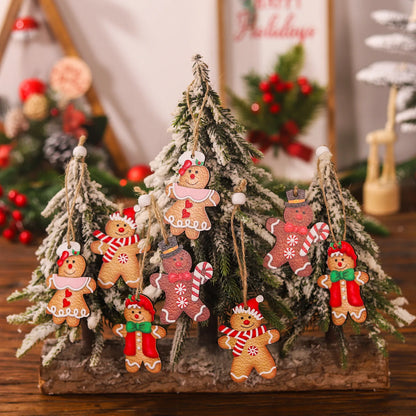 Set mit 12 hölzernen Lebkuchenmann-Weihnachtsornamenten