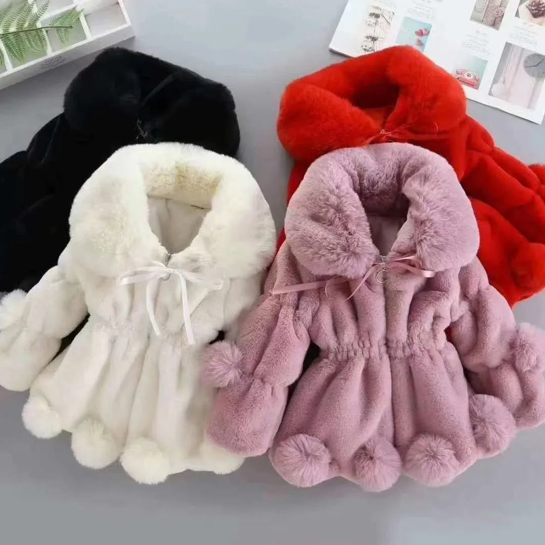 Manteau en fausse fourrure pour bébé fille – Veste d'hiver chaude 