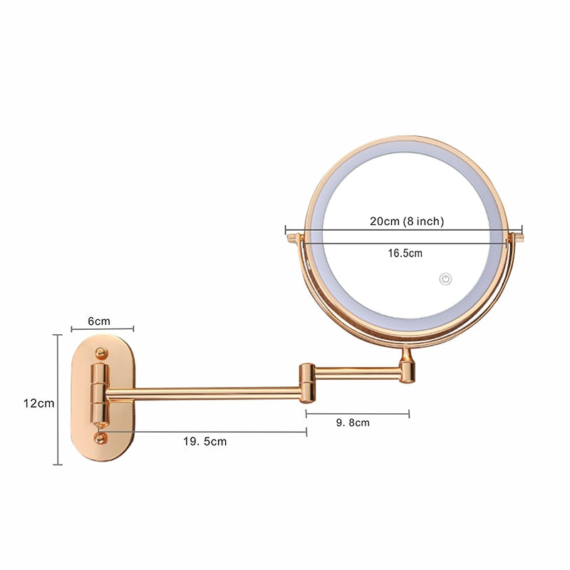 Miroir de maquillage doré mat - Chargement USB