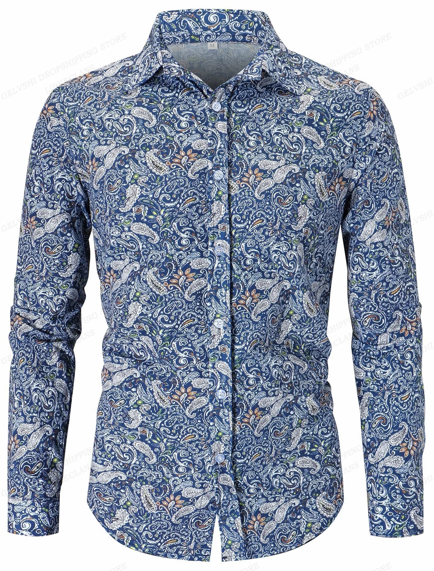 Men's Floral Print Vacation Style Lapel Long Sleeve Shirt