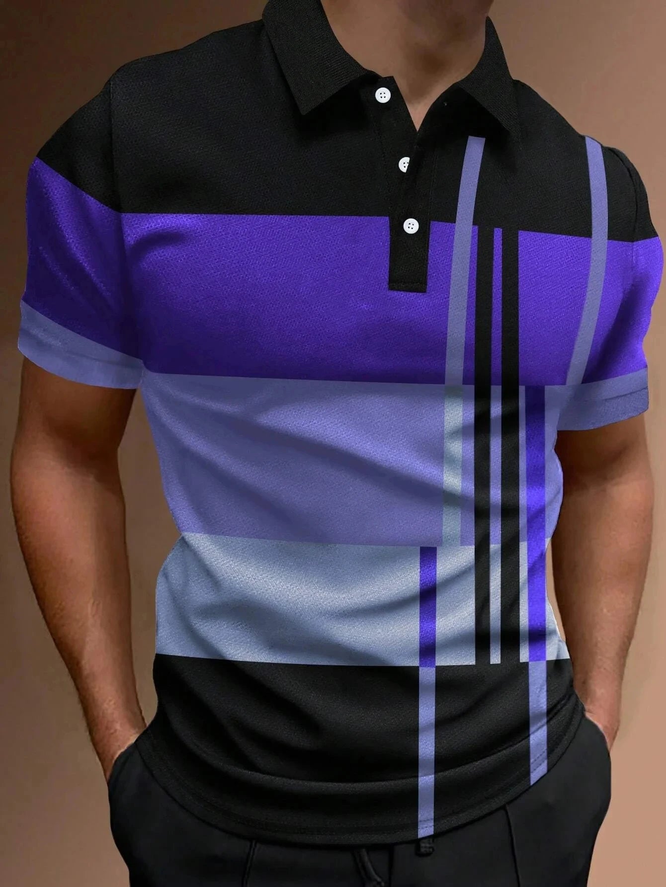 Herren Golf Stripe Poloshirt Lässiges Kurzarm-Poloshirt Einfarbiges Revers Mode Neues Business-Sport-T-Shirt Atmungsaktives Oberteil