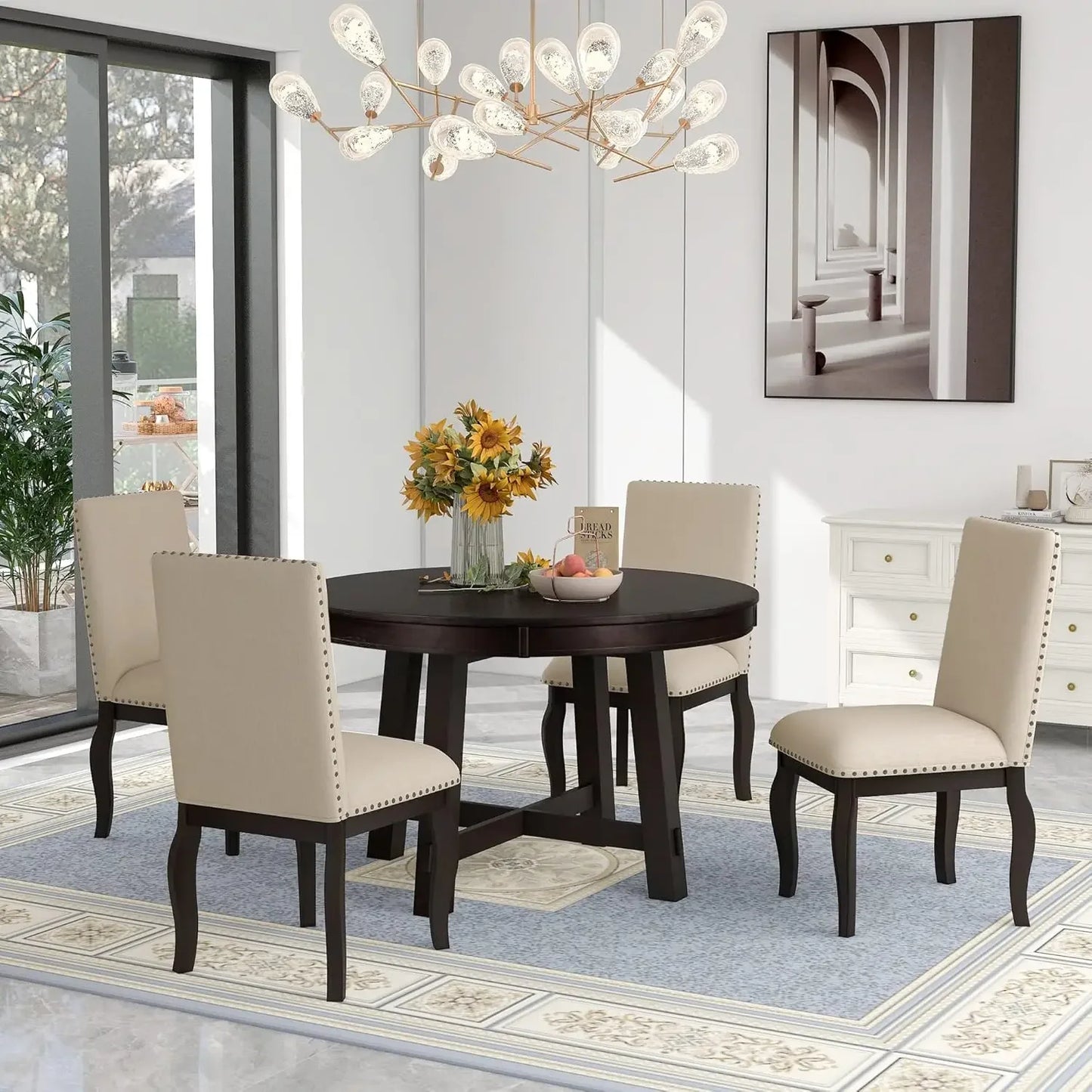 5-Piece White Dining Table Set