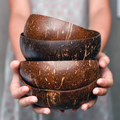 Dessert Fruit Salad Mixing Natural Coconut Bowls Kitchen Wooden Set