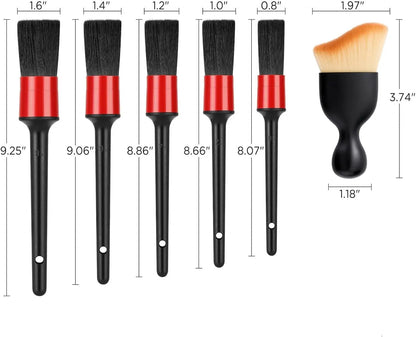 6-teiliges Autopflege-Detailbürstenset für Räder/Armaturenbretter und Lüftungsschlitze