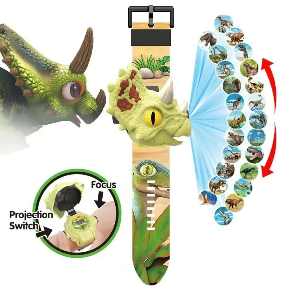Montre électronique de projection de dinosaures 3D pour enfants