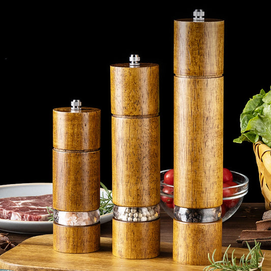 Antike manuelle Gewürzmühle aus Holz – verstellbarer Kern