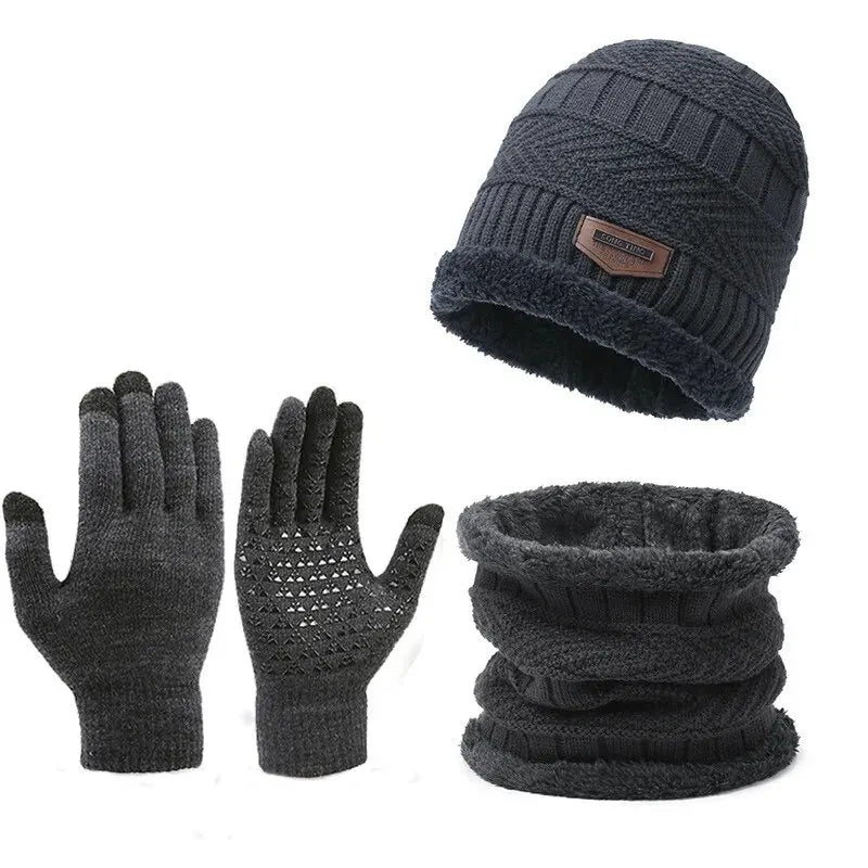 Men's Winter Windproof Hat Scarf - Gloves Set