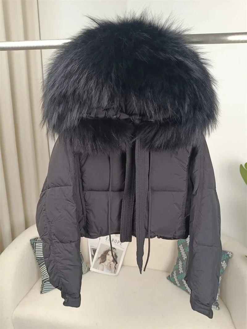 Women's Duck Down Real Fox Fur Hooded Jacket.
