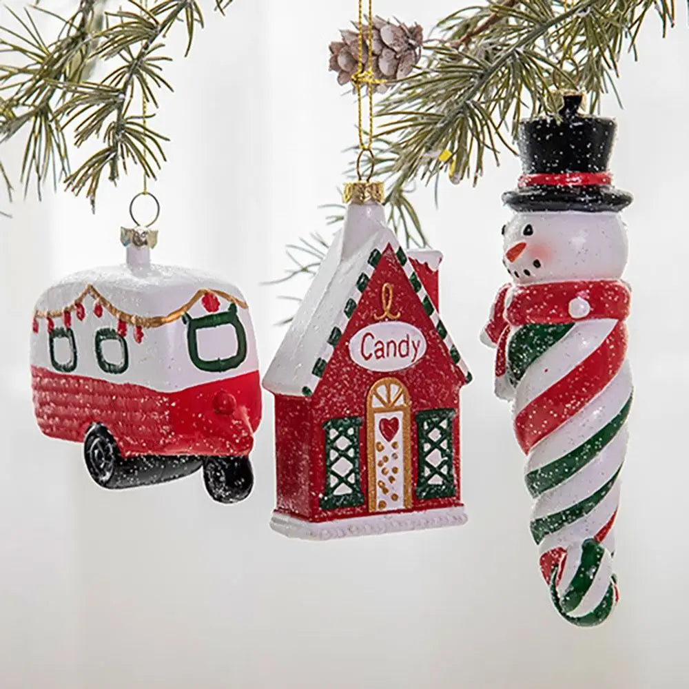Vibrant Christmas Hanging Pendants Candy, Snowman, Gingerbread Delights