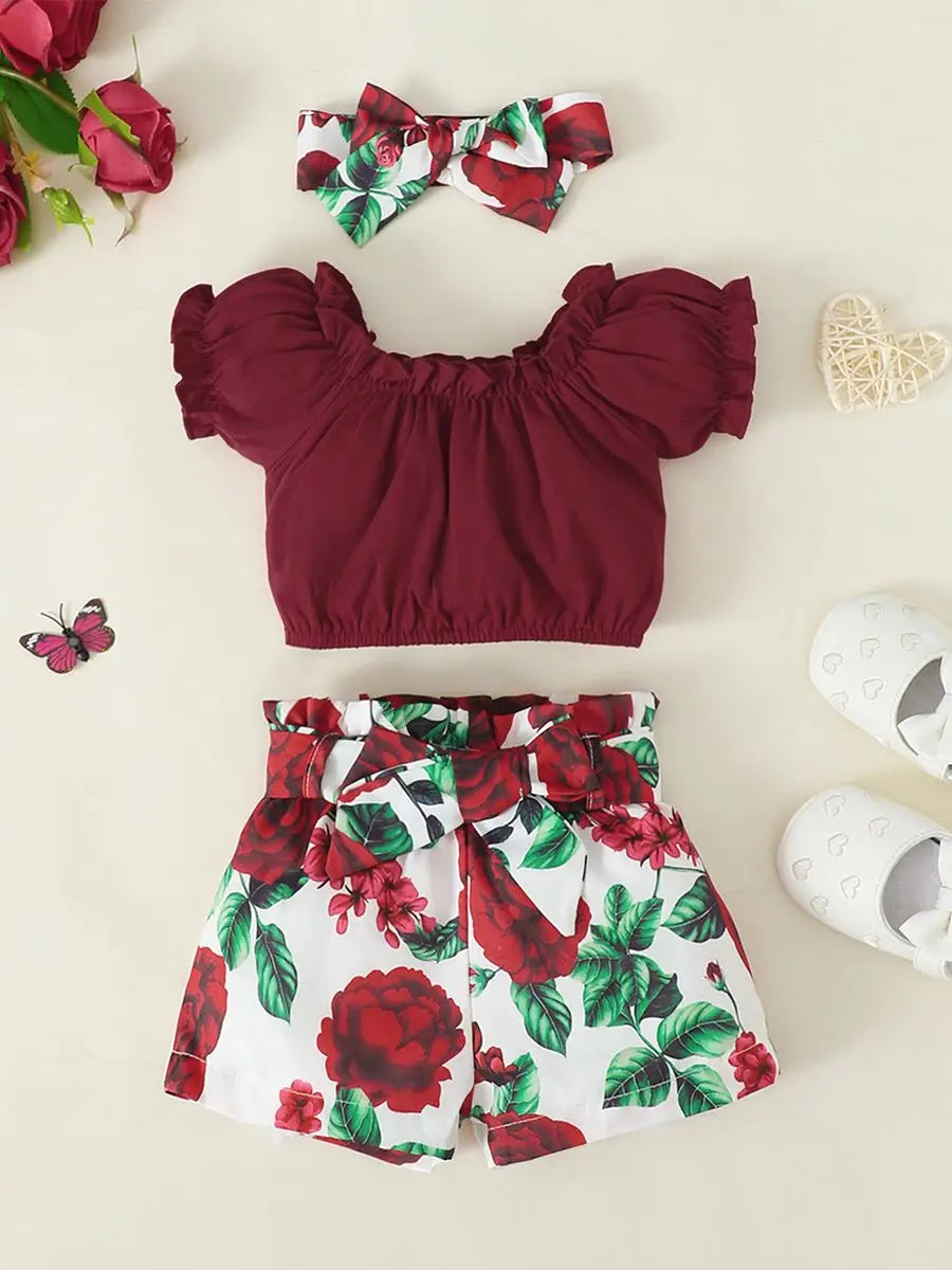 Ensemble d'été 4 pièces pour bébé fille, veste de couleur unie