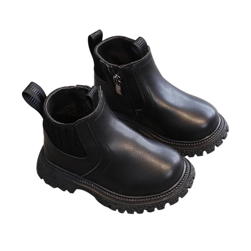 British Style Kids' Non-Slip Side Zipper Ankle Boots