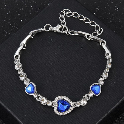 Blue Crystal Heart Bracelet for Women