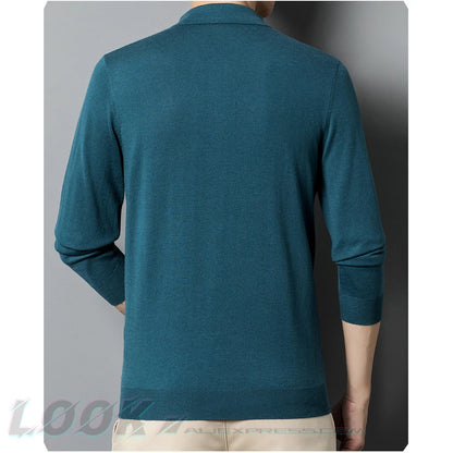 Men's Solid Color Long-Sleeve Wool sweater