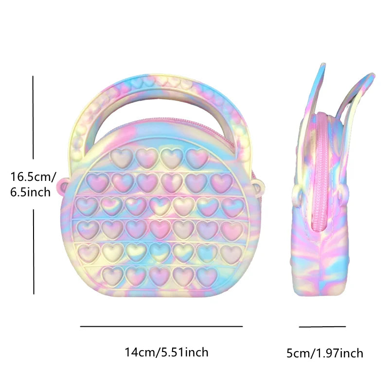 Pop Purse Silicone Sensory Push Bubble Crossbody Bag Anti stress Autism Relief Handbag Coin Pouch for Kids