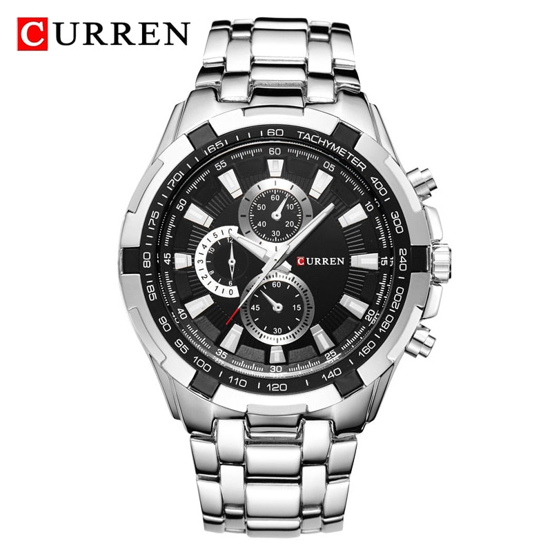 Sporty Stainless Steel Men's Watch - Water Resistant