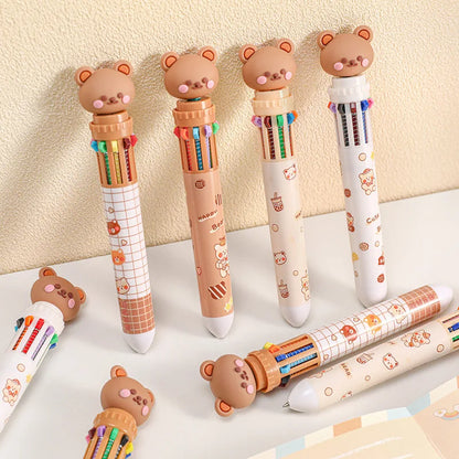 10-Color Cartoon Bear Gel Pen