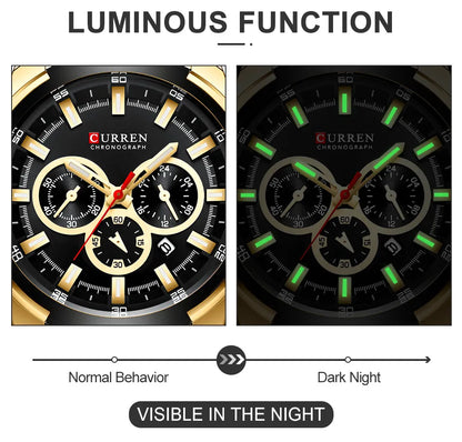 Men’s Watches Top Brand Big Sport Watch Luxury Men Military Steel Quartz Wrist Watches Chronograph Gold Design Male Clock