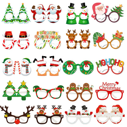 9pcs Santa & Elk Paper Glasses Frames