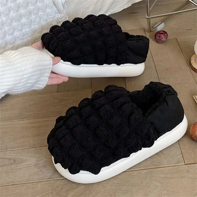 Winter Cotton Soft Thick sole Cover heel Non-slip Fluffy  Warm Cute slippers