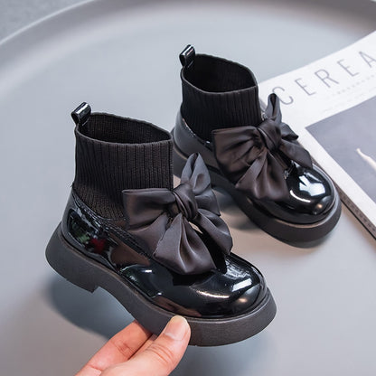 Chic Black Bow Kids' Boots & School Socks Shoes