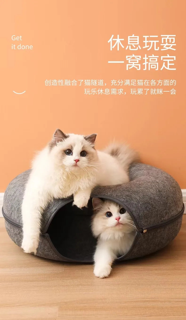 Interactive Cat Tunnel Bed - Kitty's Playful Paradise