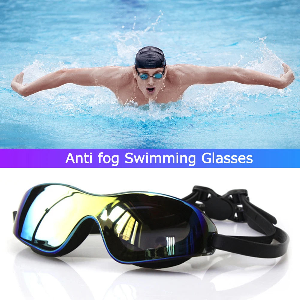 Lunettes de natation professionnelles à grande monture - Lunettes antibuée pour adultes