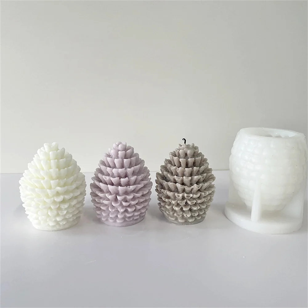 Battery-Operated Pineapple & Pine Cone LED Candle - Warm White