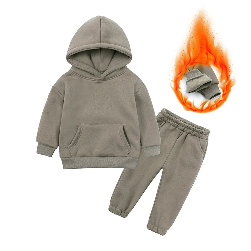 Toddler Winter Clothing with Plush Hooded Sweater