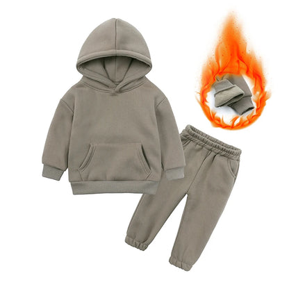 Toddler Winter Clothing with Plush Hooded Sweater