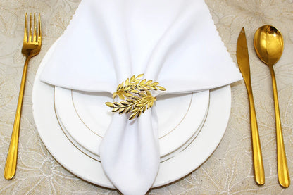 Porte-anneaux de serviette en feuille de métal de blé doré, 6 pièces
