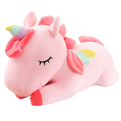 25CM Kawaii Unicorn Plush Toy Soft Stuffed Lying White Pink Horse Appease Doll