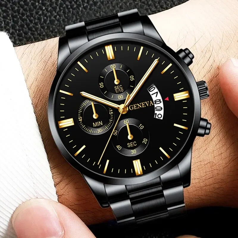 Luxury Black Stainless Steel Men's Watch