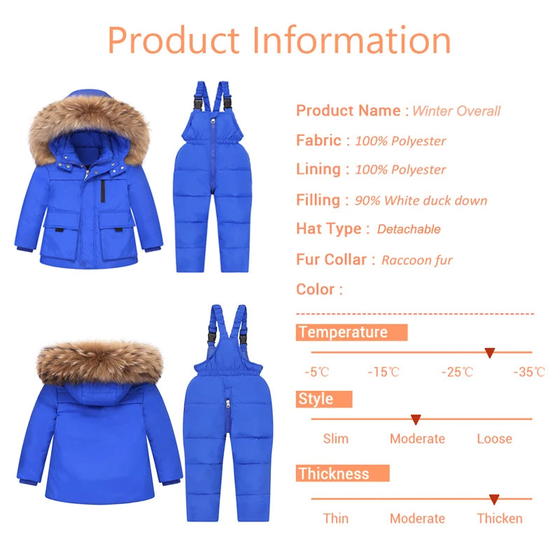 Boy Baby Overalls Winter Down Jacket