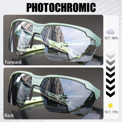 Lunettes de soleil photochromiques pour cyclisme UV400 Lunettes de sport de plein air Lunettes de course unisexes pour vélo de route VTT