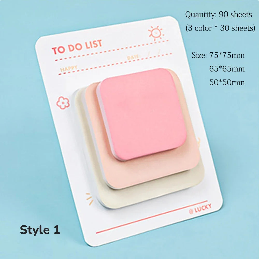 Multicolor Adhesive Notepad in 3 Sizes for Office and School