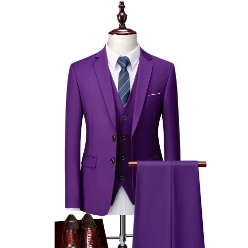 Men's 12 Color High Quality Cotton 3-Piece Suit