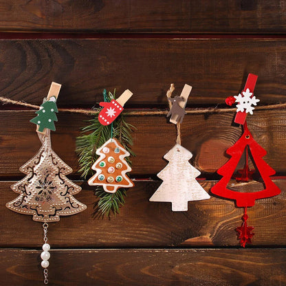 25pcs Mixed Christmas Wood Clips